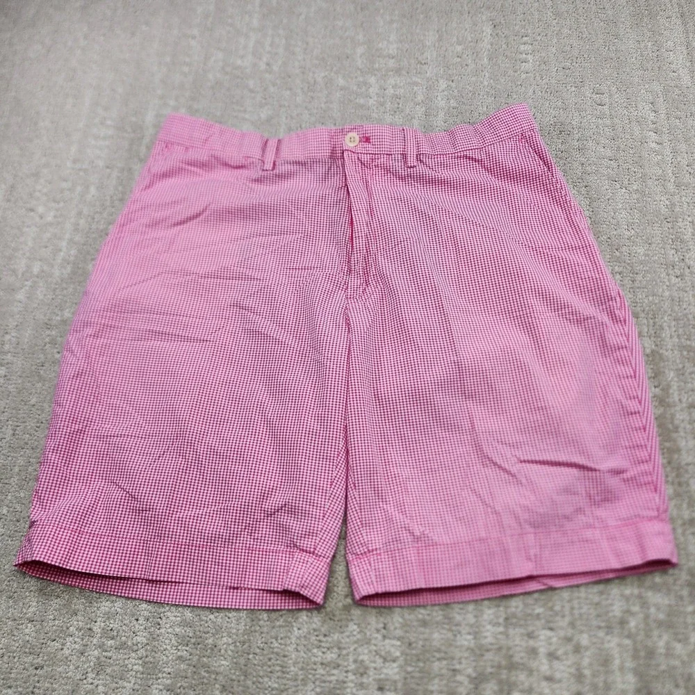 Vintage Polo Ralph Lauren Shorts Men 35 Pink Micro Gingham Check Golf Chino‎ 9
